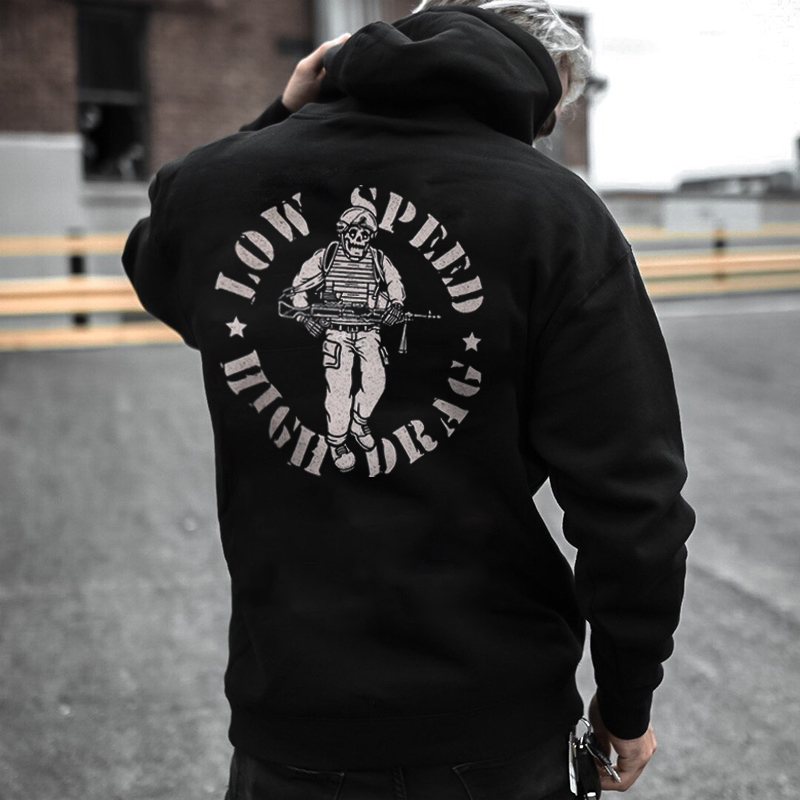  Skull Soldier Letter Printed Men's Casual Hoodie-Ranbybox