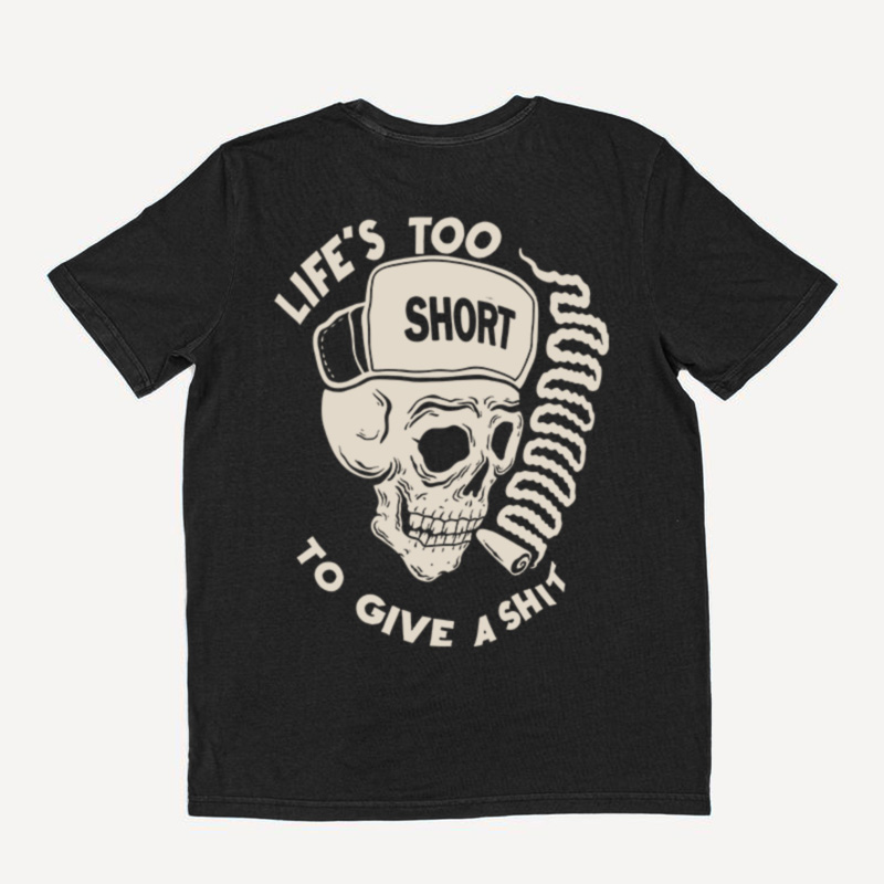  Life's Too Short To Give A Shit Printed Loose Men's T-shirt-Ranbybox