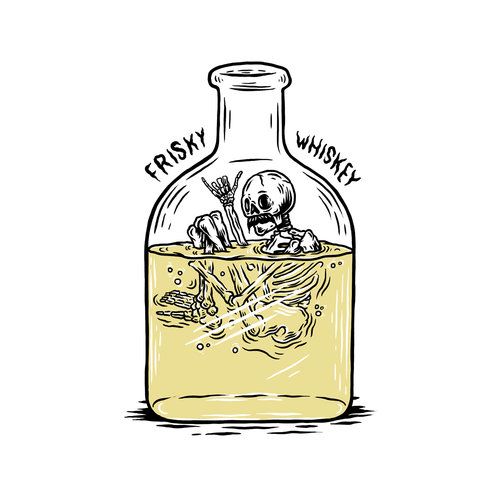 Frisky Whiskey printing loose men's t-shirt designer-Ranbybox