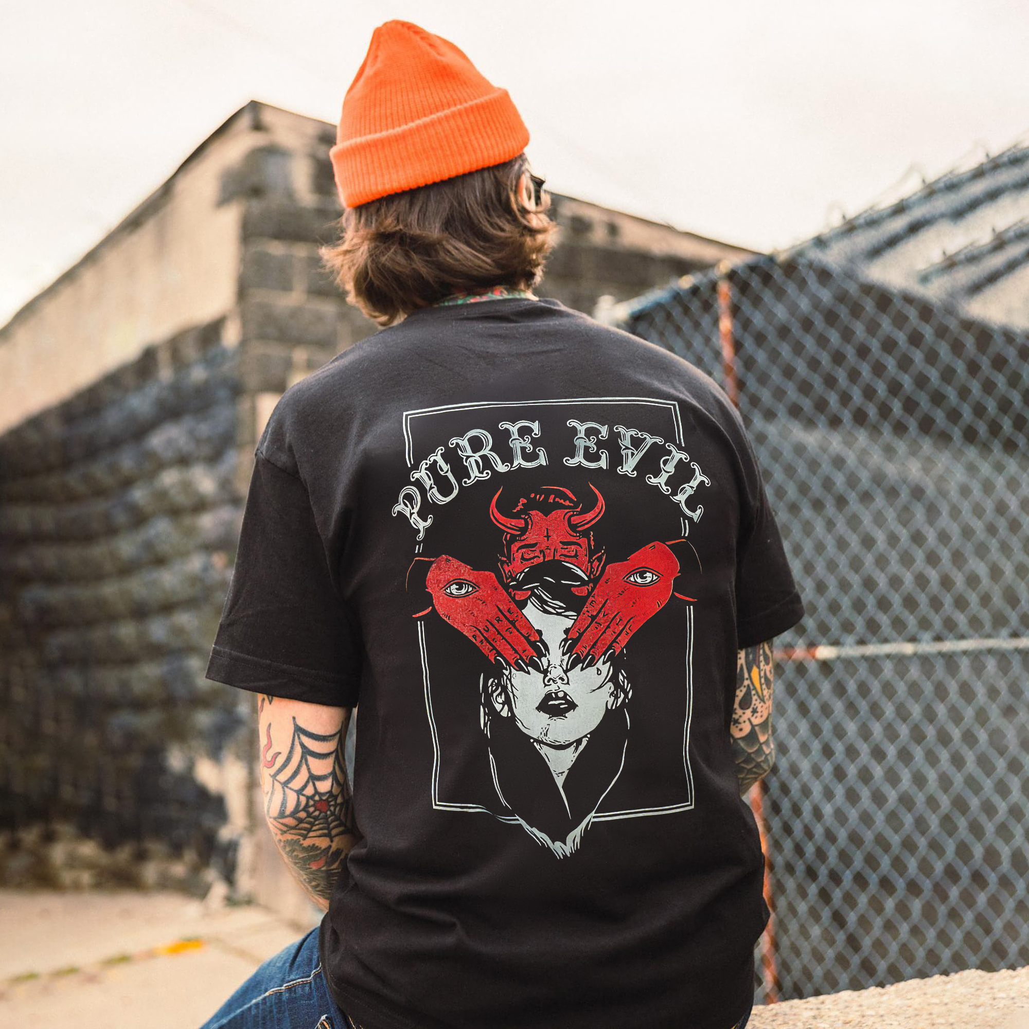 Uprandy Personalized Devil Print Black T-Shirt-Ranbybox