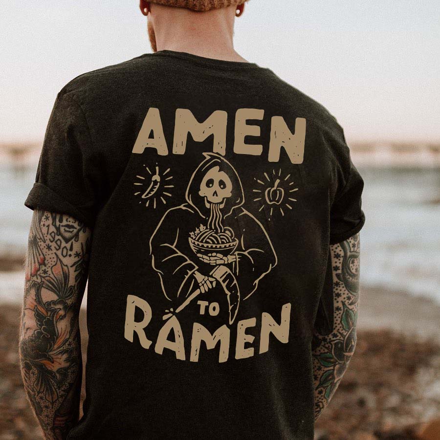 Amen To Ramen Printed Men's T-shirt-Ranbybox