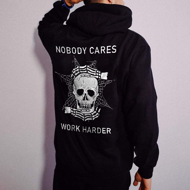  Nobody Cares Work Harder Printed Men's Loose Hoodie-Ranbybox