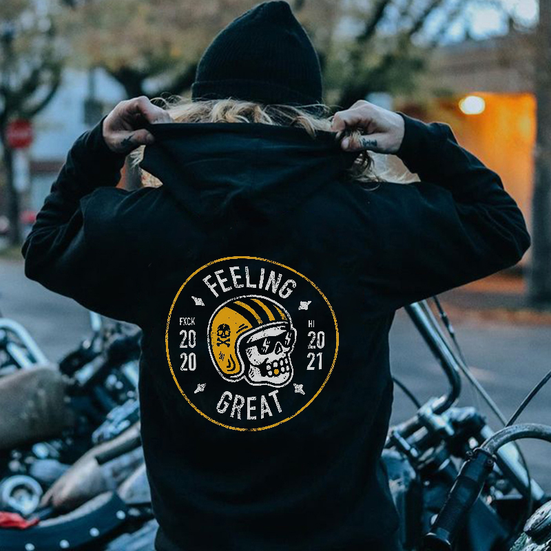  Feeling Great Printed Men's Casual Hoodie-Ranbybox