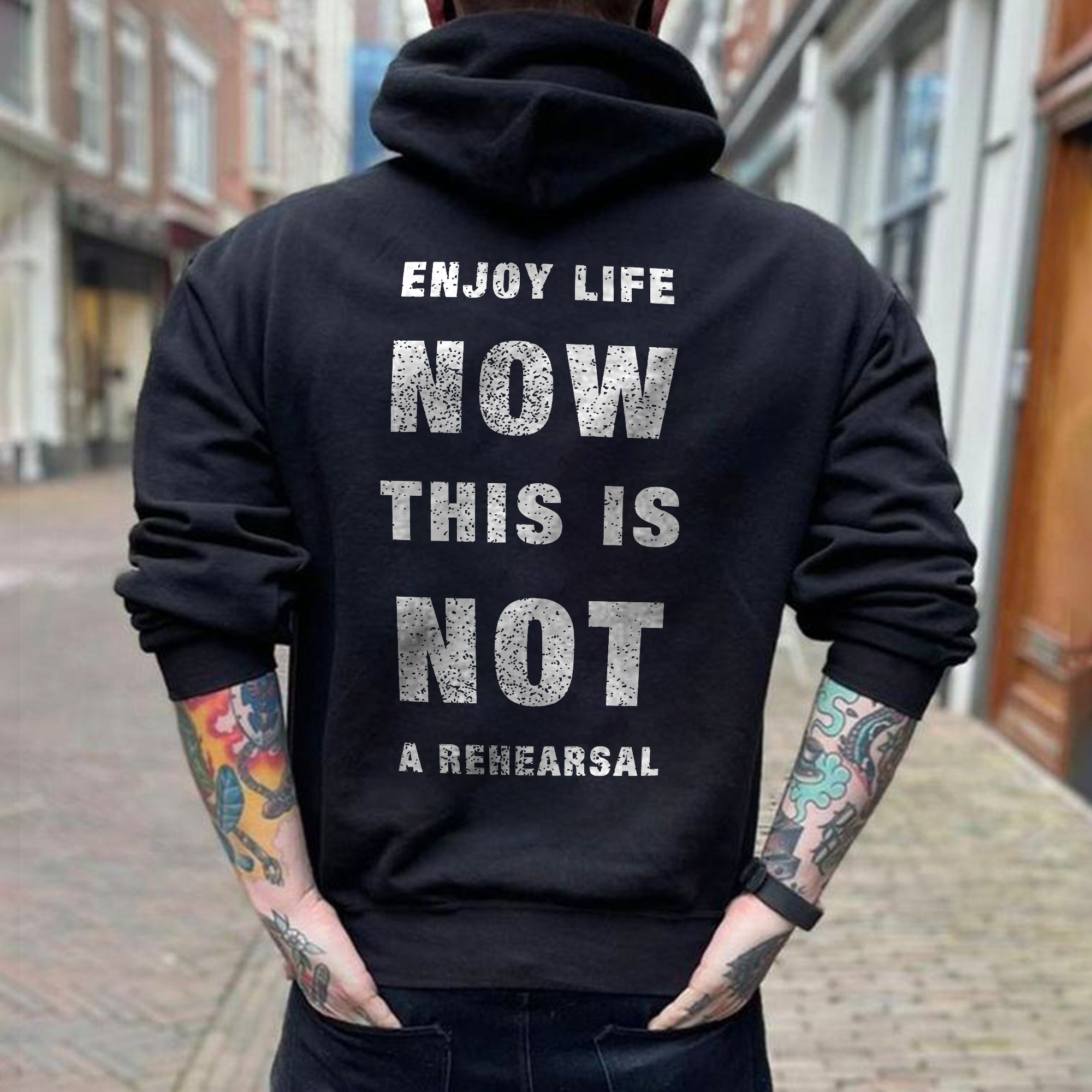  Enjoy Life Now This Is Not A Rehearsal Printed Men's Hoodie-Ranbybox