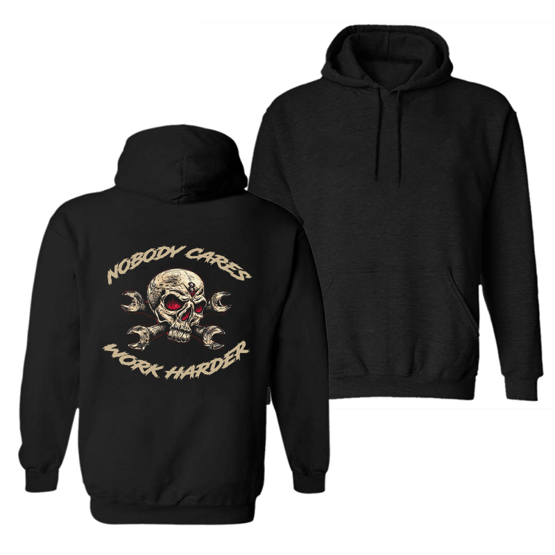  Skull Nobody Cares Work Harder Men's Hoodie-Ranbybox