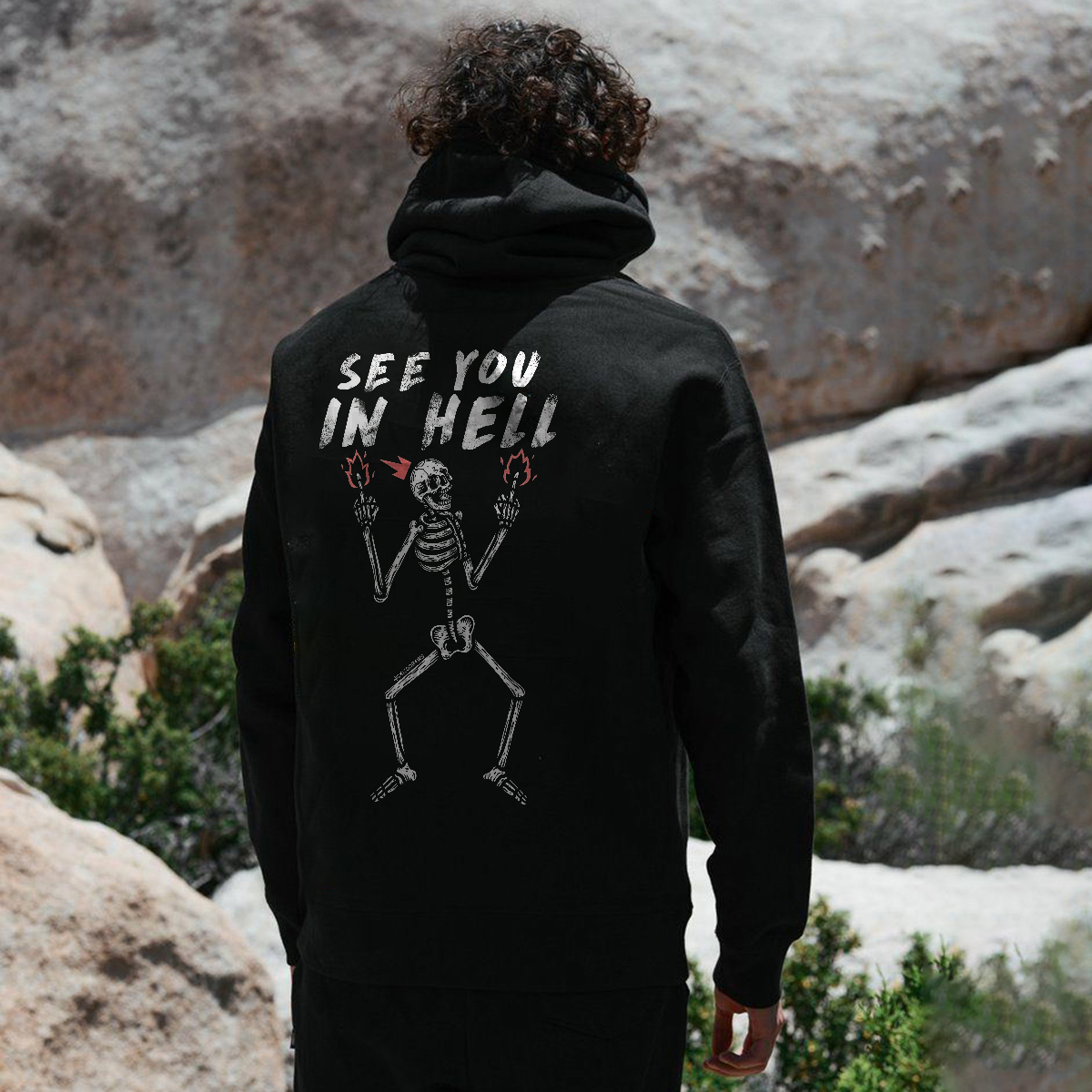 Skeleton See You In Hell Men's Hoodie-Ranbybox
