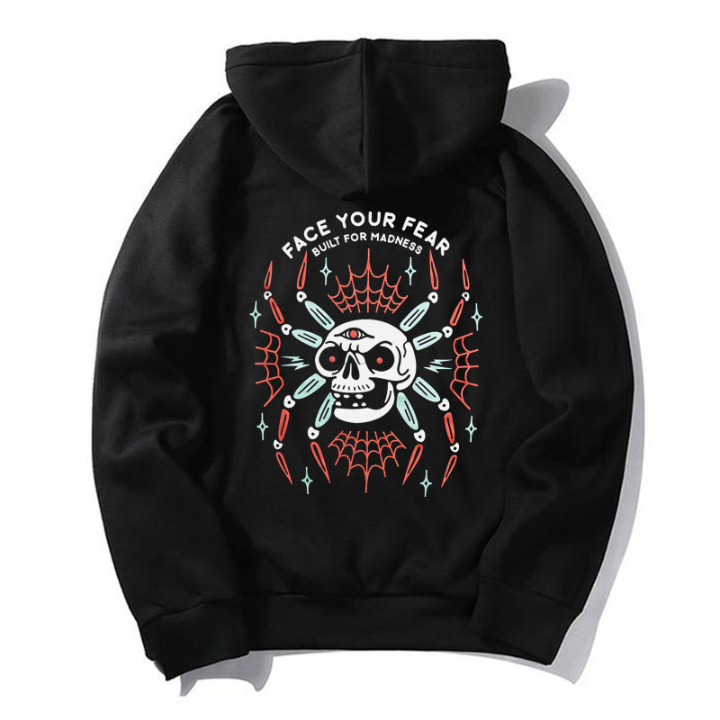  Face Your Fear Skull Spider Printed Casual Men's Hoodie-Ranbybox