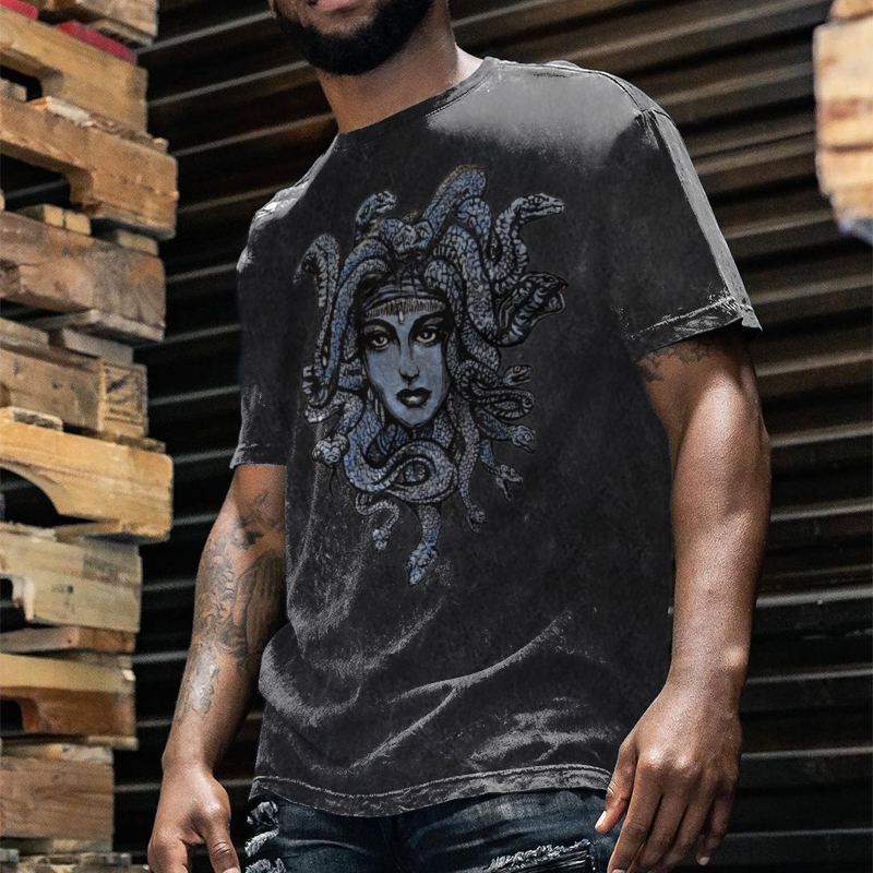  Fashion Medusa Printed Comfortable Men's Casual T-shirt-Ranbybox