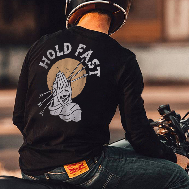  Hold Fast Printed Men's Casual Long-Sleeved T-shirt-Ranbybox