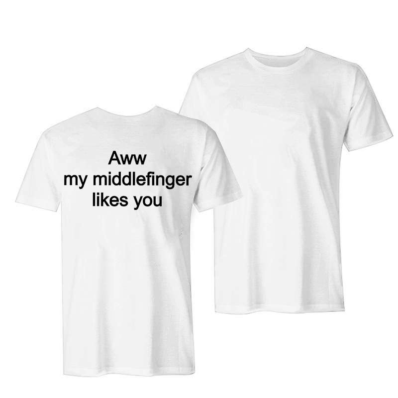 Aww My Middlefinger Likes You Printed Men's T-shirt-Ranbybox
