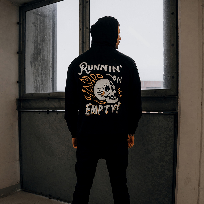  Runnin' On Empty! Printed Casual Men's Loose Hoodie-Ranbybox