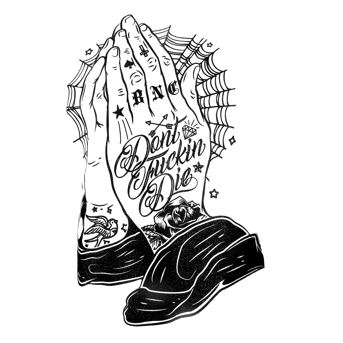  Faithful Prayer Gesture Printed Men's Long-sleeved T-shirt-Ranbybox