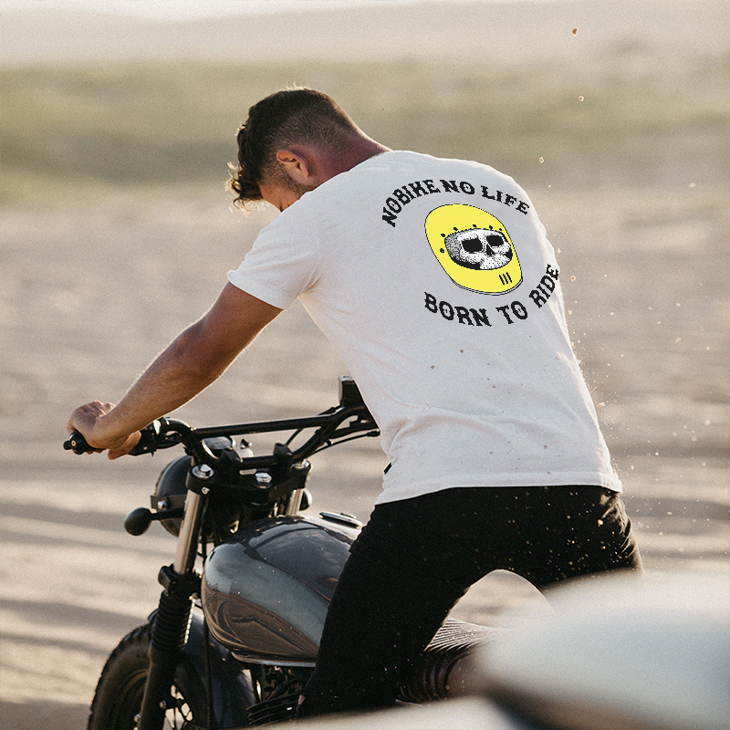  No Bike No Life Born To Ride Printed Men's Casual T-shirt-Ranbybox
