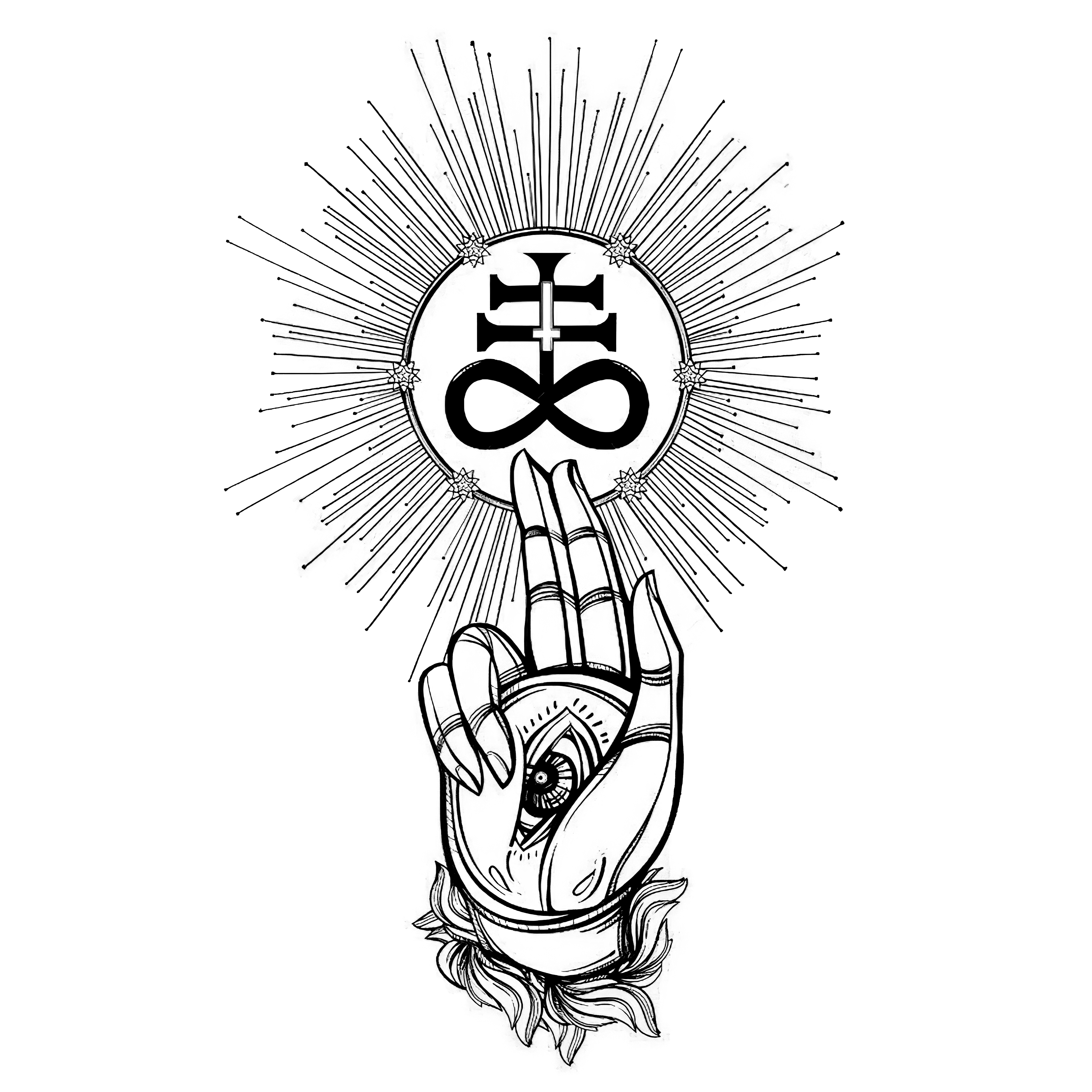 Leviathan cross print casual loose t-shirt-Ranbybox