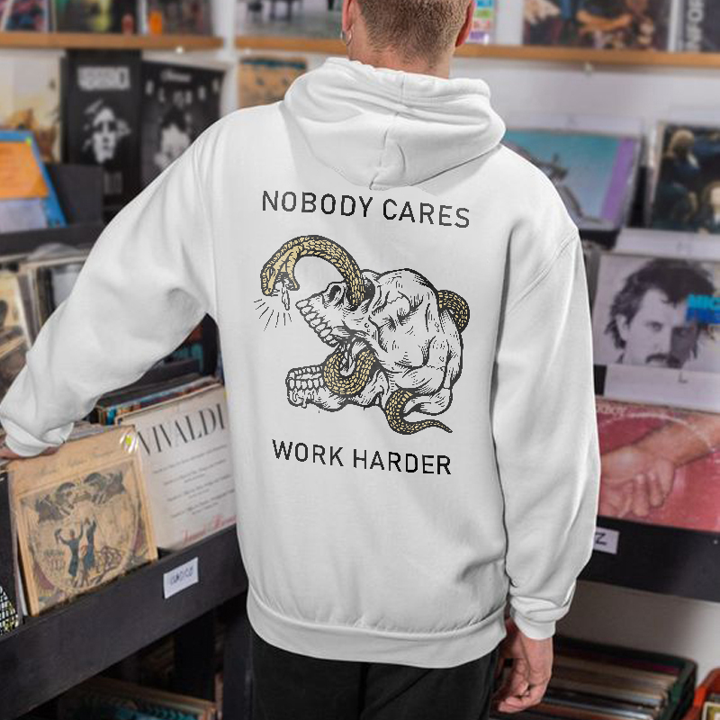  Nobody Cares Work Harder Skull Men's Hoodie-Ranbybox
