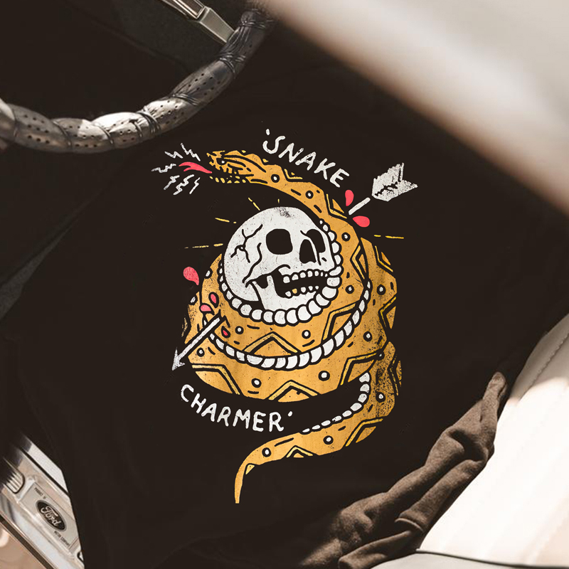  Snake Charmer Printed Men's Casual Long-Sleeve T-shirt-Ranbybox