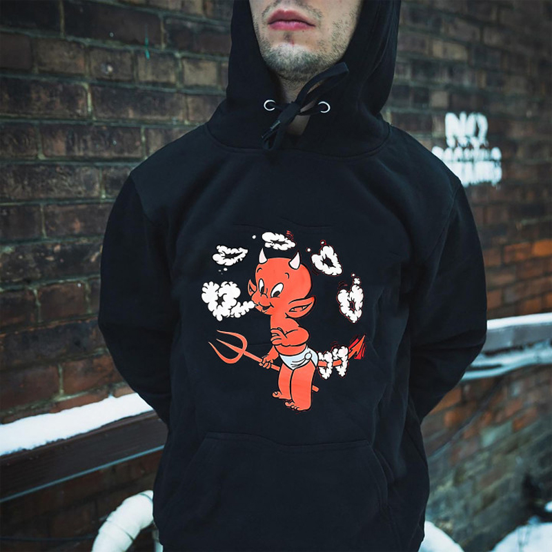  Cartoon Little Devil Printed Casual Men's Hoodie-Ranbybox