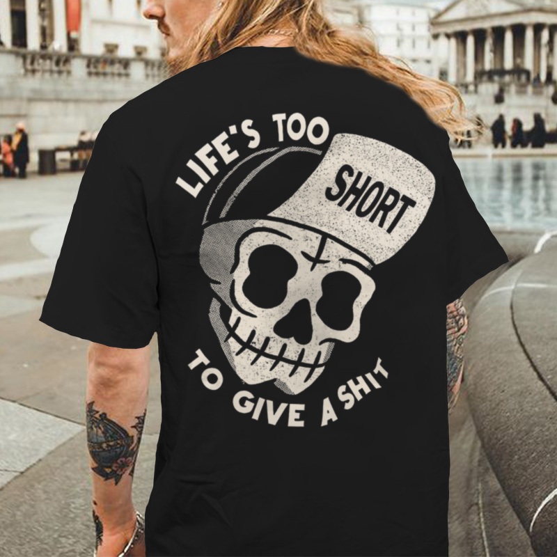 Uprandy Life Too Short To Give A Shit Skull Printed Men T-Shirt