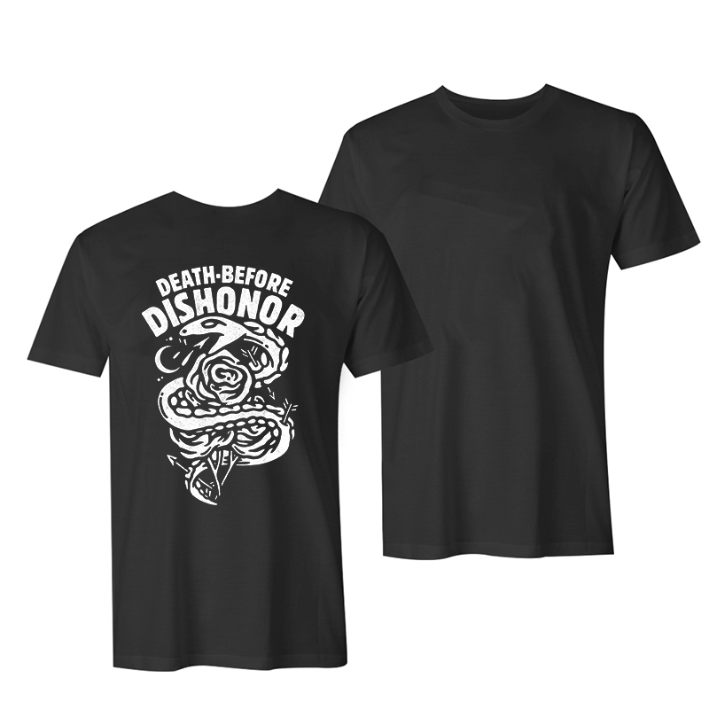  Death-Before Dishonor Snake Printed T-shirt-Ranbybox