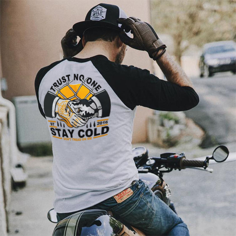  Trust No One Printed Men's Colorblock T-shirt-Ranbybox