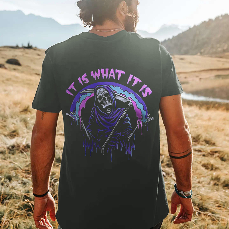  It's What It Is Skull Printed T-shirt-Ranbybox