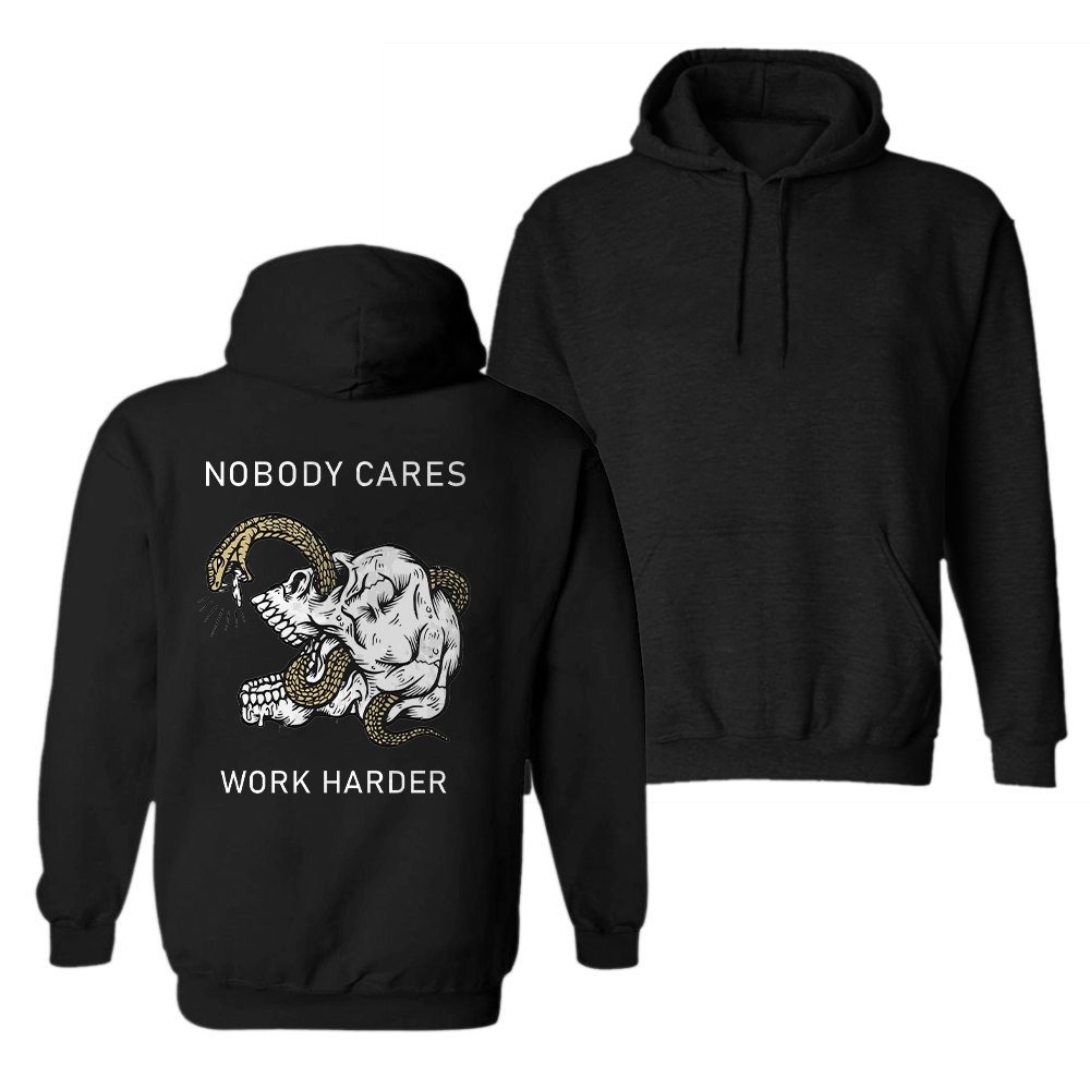  Nobody Cares Work Harder Skull Printed Men's Hoodie-Ranbybox