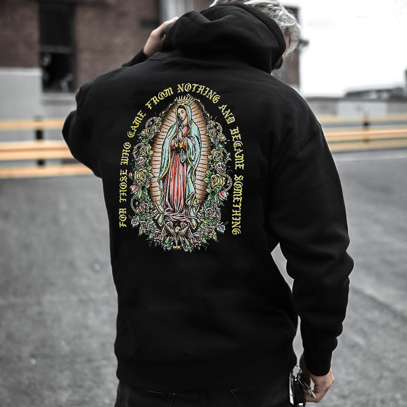  Virgin Mary Letter Printed Men's Casual Hoodie-Ranbybox
