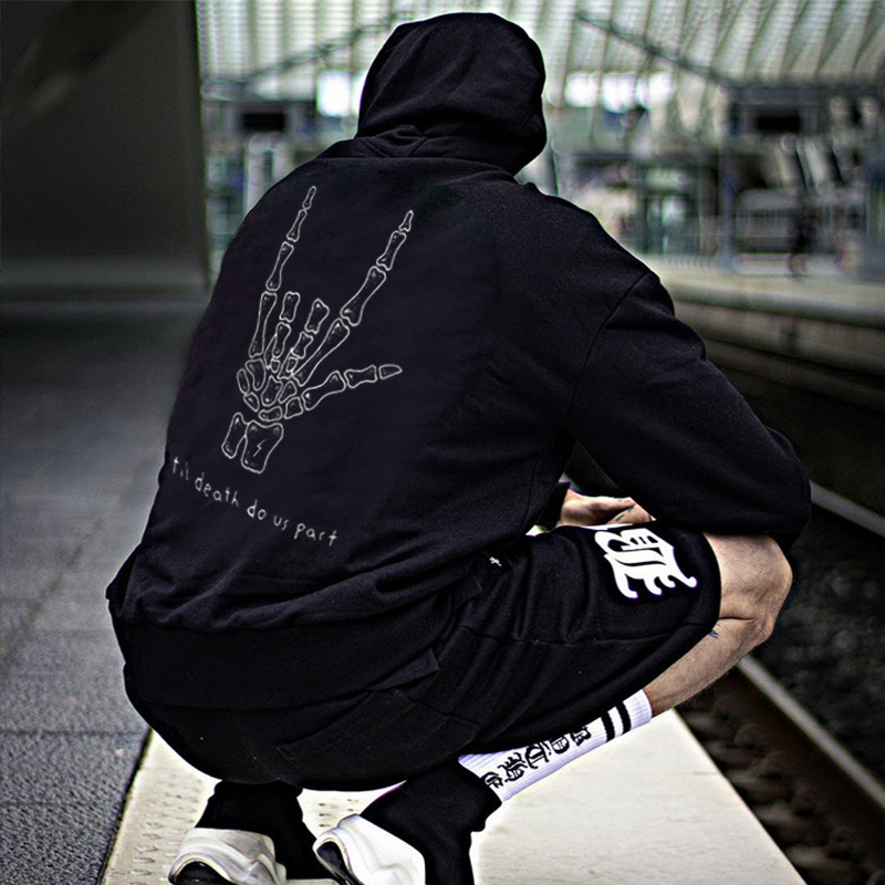  Letter Skeleton Hand Gesture Men's Hoodie-Ranbybox
