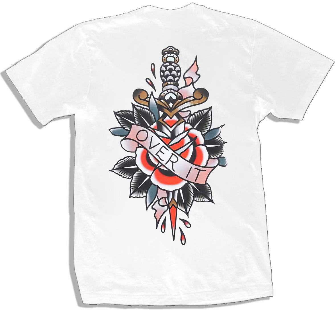  Over It Flower Dagger Printed Men's T-shirt-Ranbybox