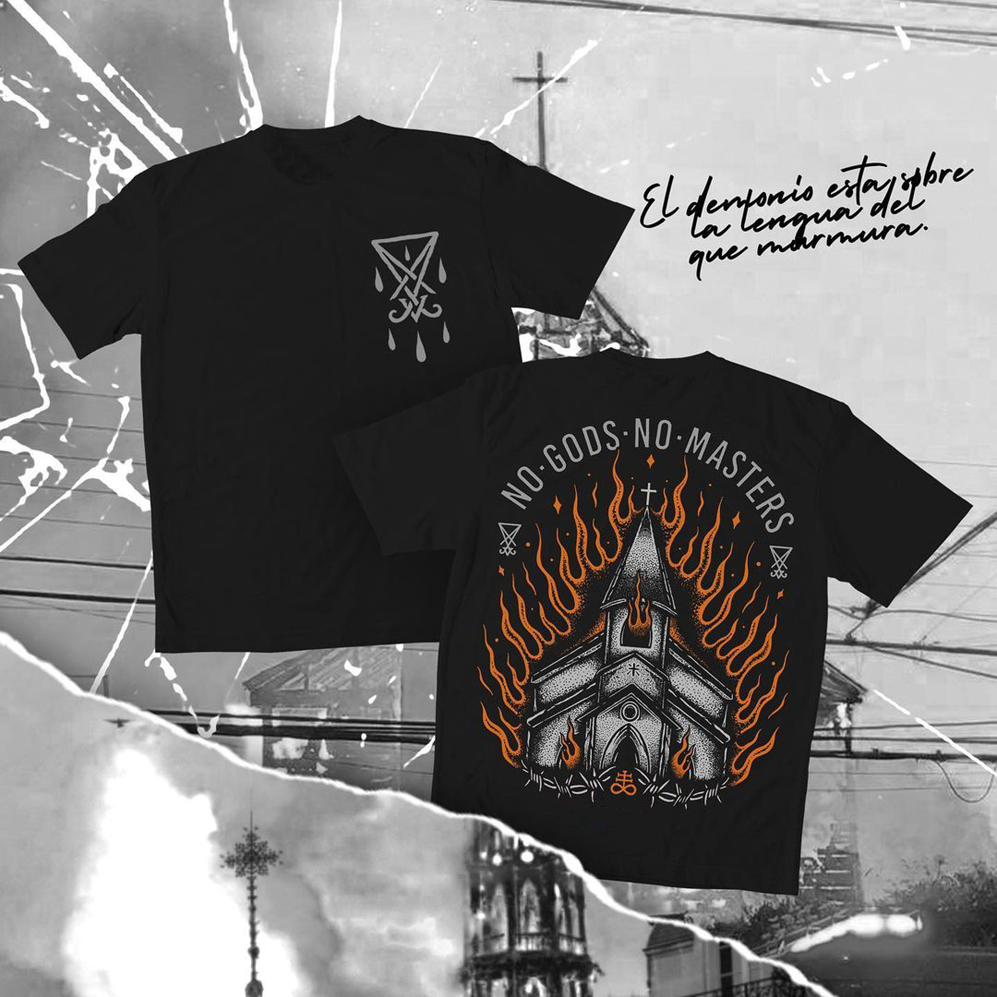  NO GODS NO MASTERS printed loose T-shirt-Ranbybox