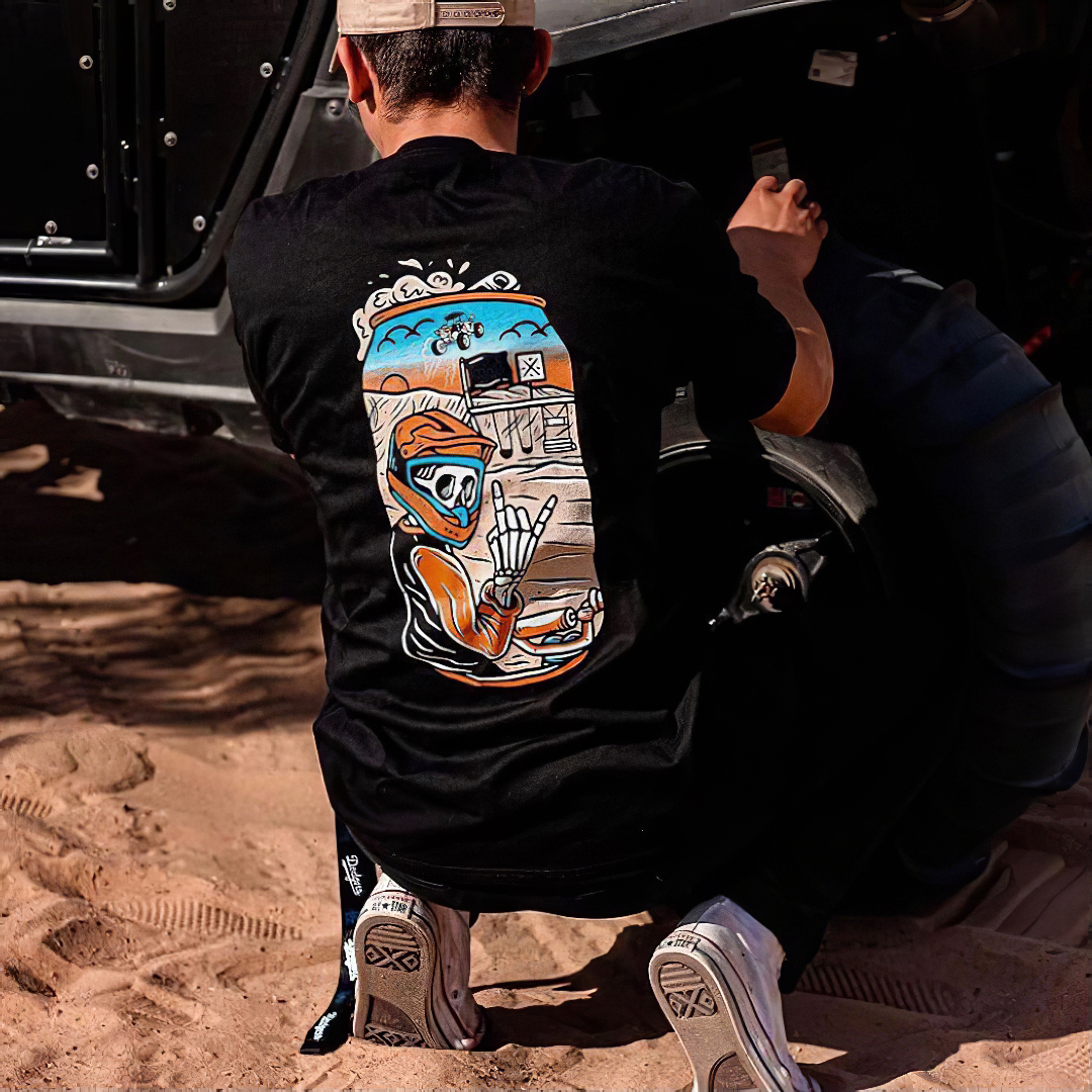  Cycling skull print t-shirt designer-Ranbybox