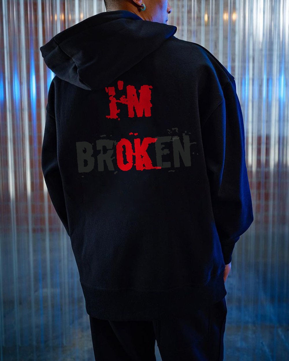 I'm Broken Printed Men's All-match Hoodie-Ranbybox
