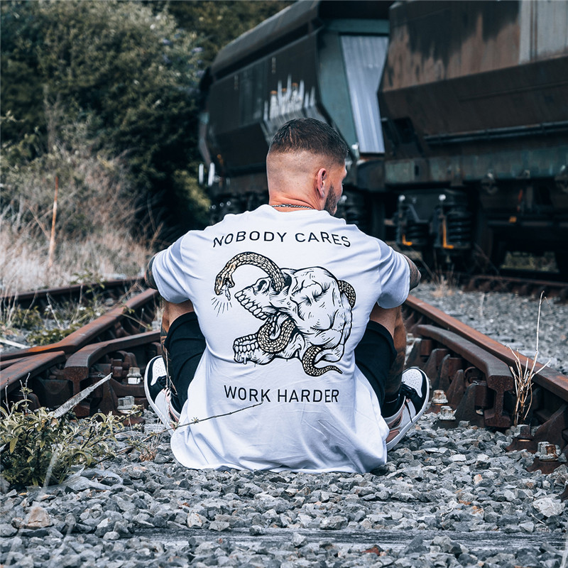  Nobody Cares Work Harder Skull Snake T-Shirt-Ranbybox