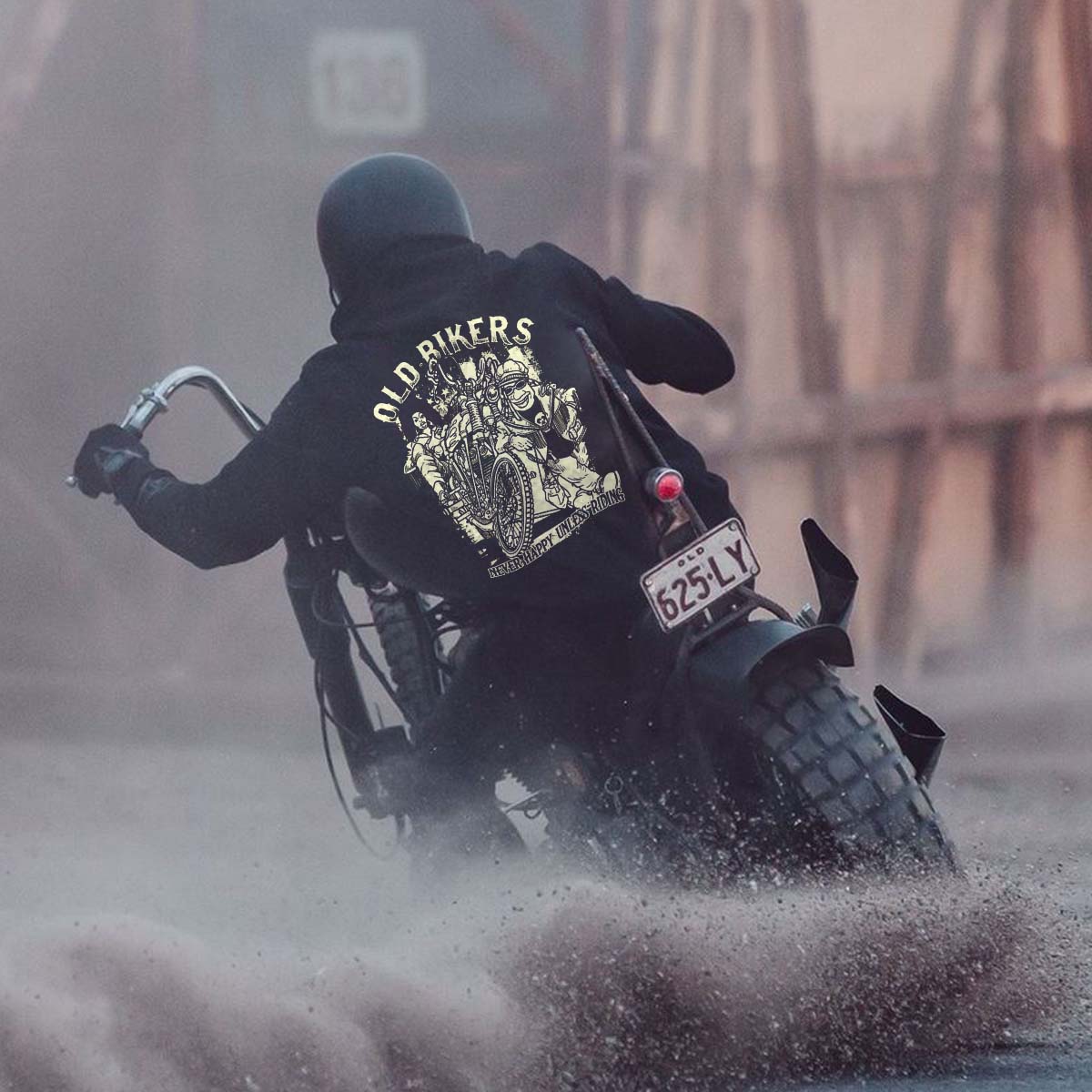  Old Bikers Never Happy Unless Riding Men's Hoodie-Ranbybox