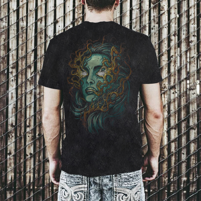  Men's Casual Legend Medusa Printed T-shirt-Ranbybox