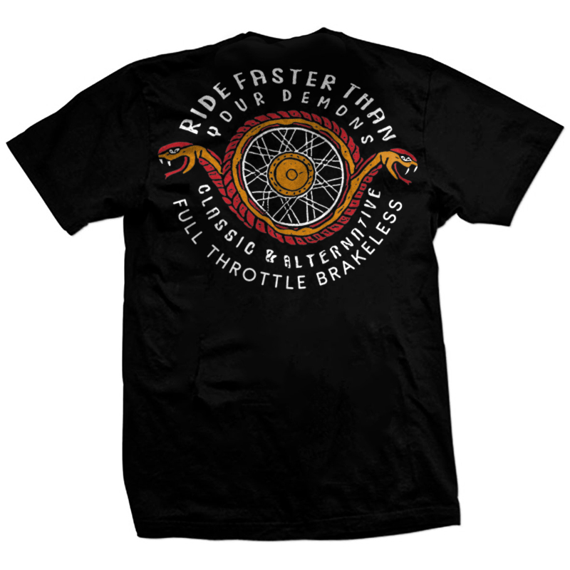  Ride Faster Than Your Demon Snake Printed Men's T-shirt-Ranbybox