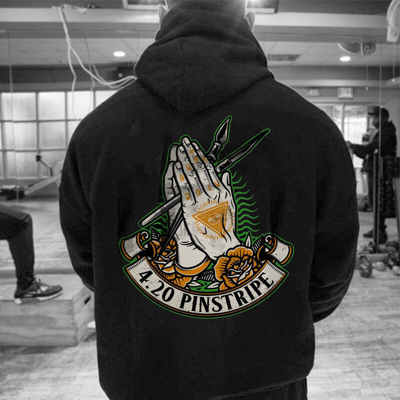  4.20 Pinstripe Printed Men's Casual Hoodie-Ranbybox