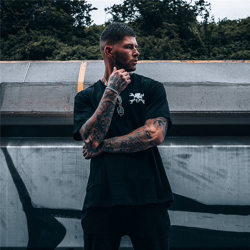  Nobody Cares Work Harder Skull Printed Plus Men T-Shirt