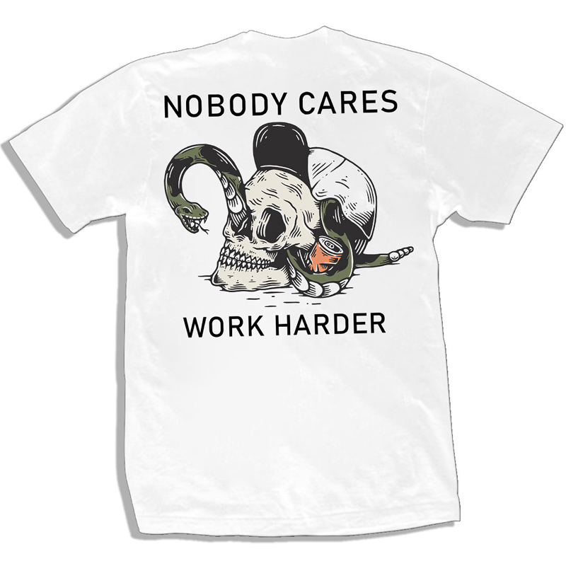  Nobody Cares Work Harder Skull Snake Printed Men's T-shirt-Ranbybox
