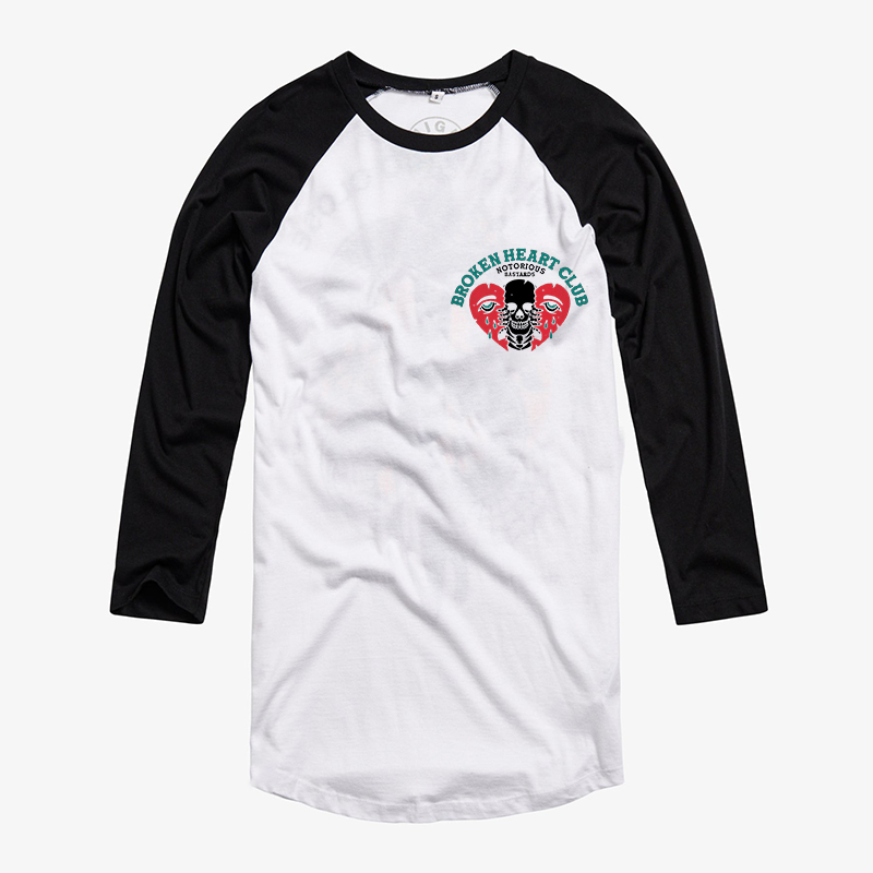 Broken Heart Club Notorious Bastards Skull Printed Color-matching T-shirt-Ranbybox