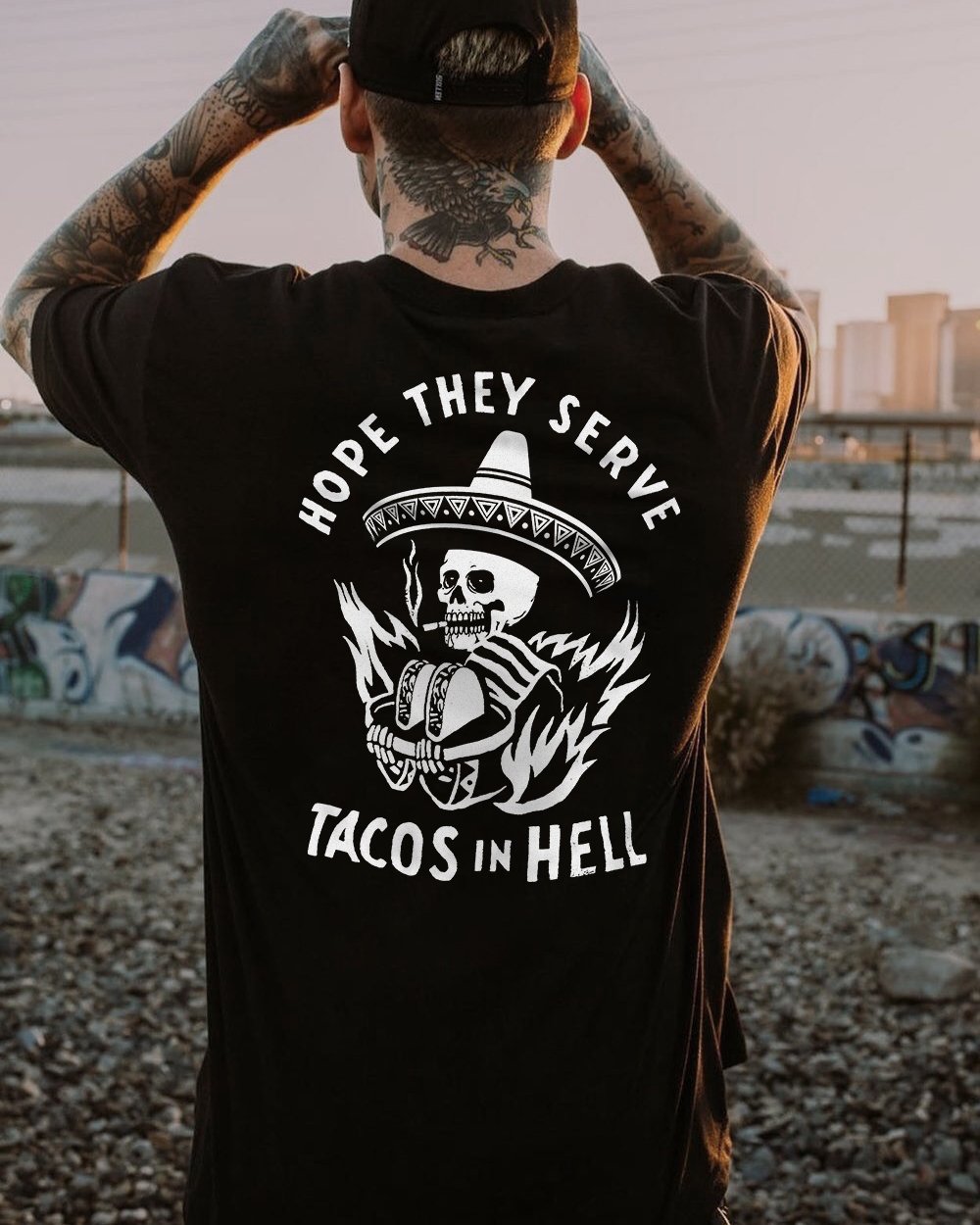  Tacos in hell back print t-shirt-Ranbybox