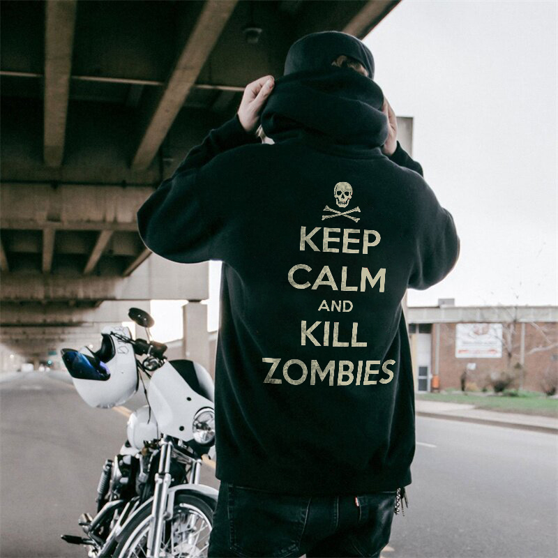  Keep Calm And Kill Zombies Printed Men's Hoodie-Ranbybox