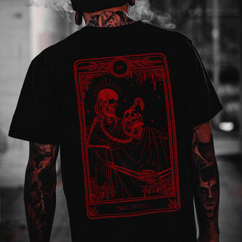  THE DEVIL skeleton print T-shirt designer