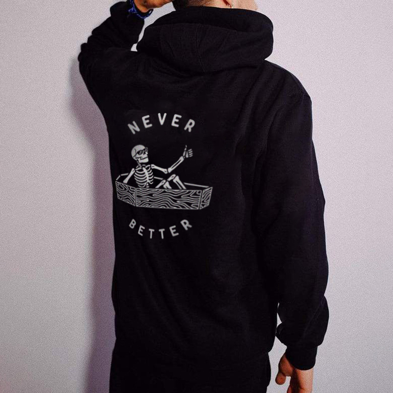  Never Better Skull Printed Men's Hoodie-Ranbybox