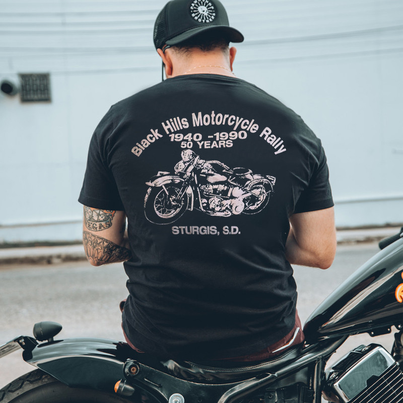  Black Hills Motorcycle Rally Printed Fashion Men's T-shirt-Ranbybox