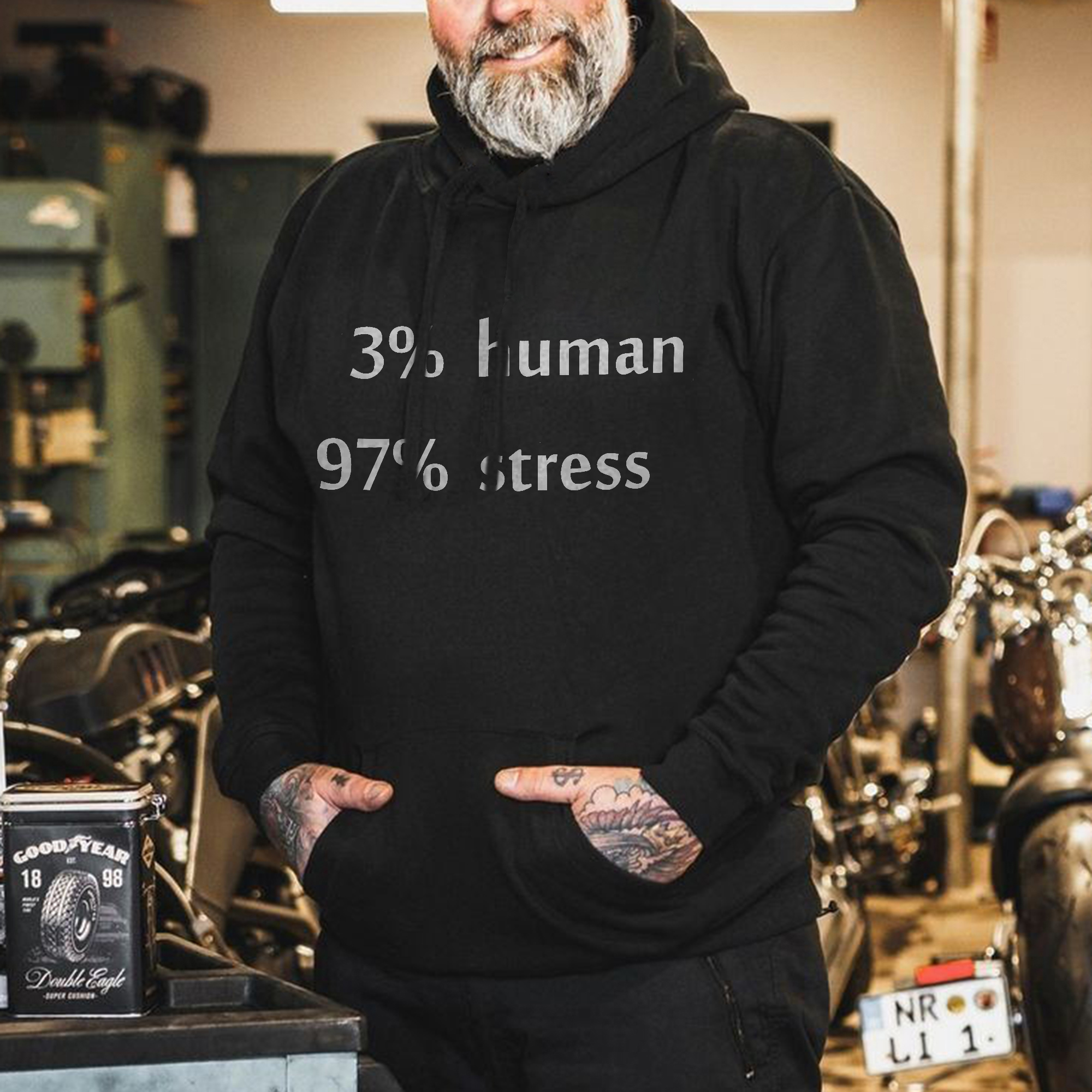  3% Human 97% Stress Men's Hoodie-Ranbybox