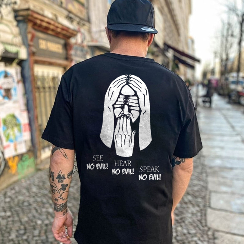  See No Evil! Hear No Evil! Speak No Evil! Printed Men's T-shirt-Ranbybox