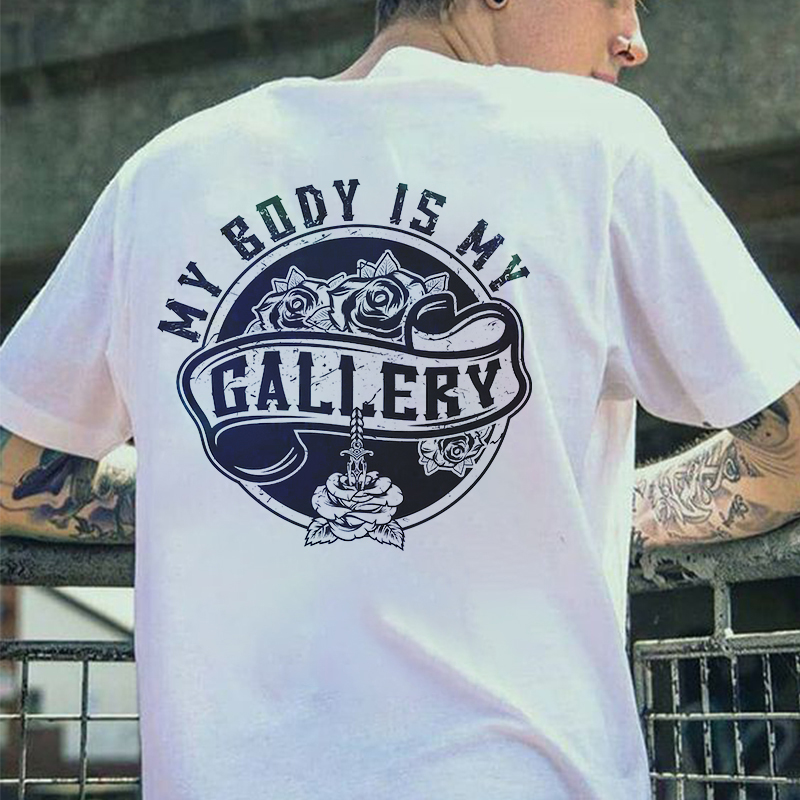 My Body Is My Gallery Printed Roses Men's T-shirts-Ranbybox