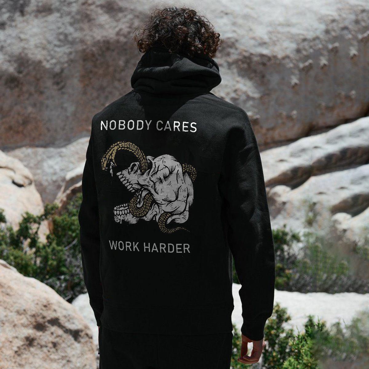  Nobody Cares Work Harder Skull Printed Men's Hoodie-Ranbybox