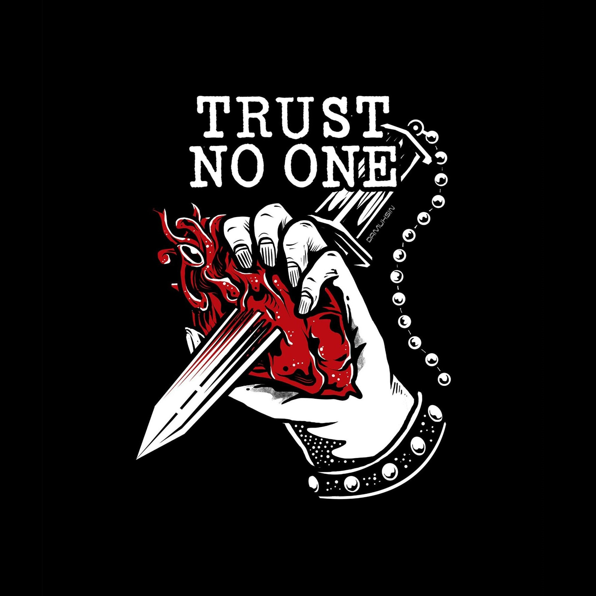 Trust No One printed loose men's T-shirt-Ranbybox